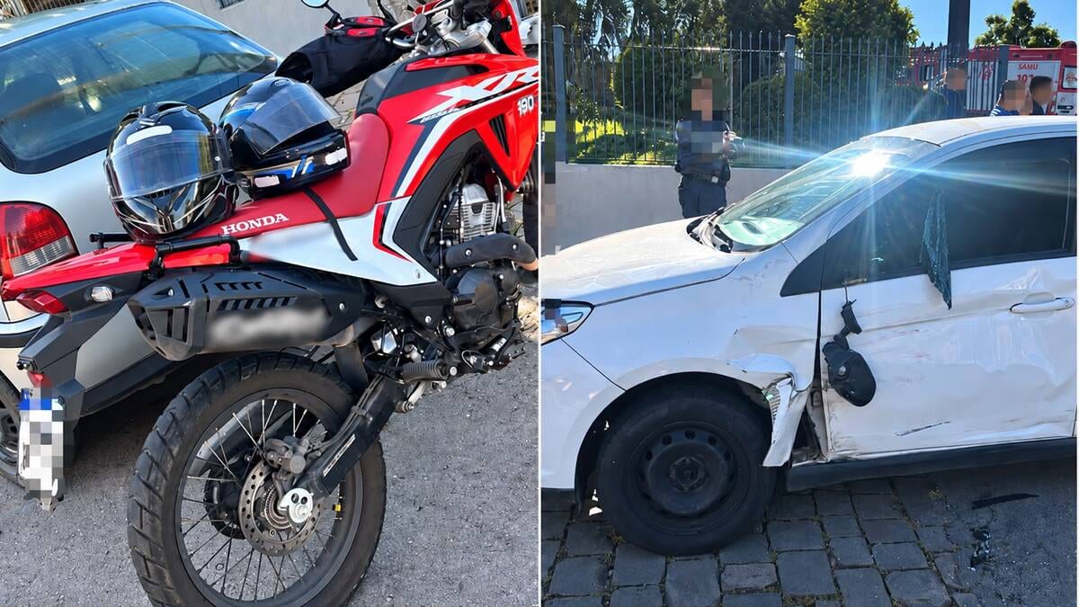 Adolescente de 16 anos fica ferido em acidente entre carro e moto em Bento Gonçalves