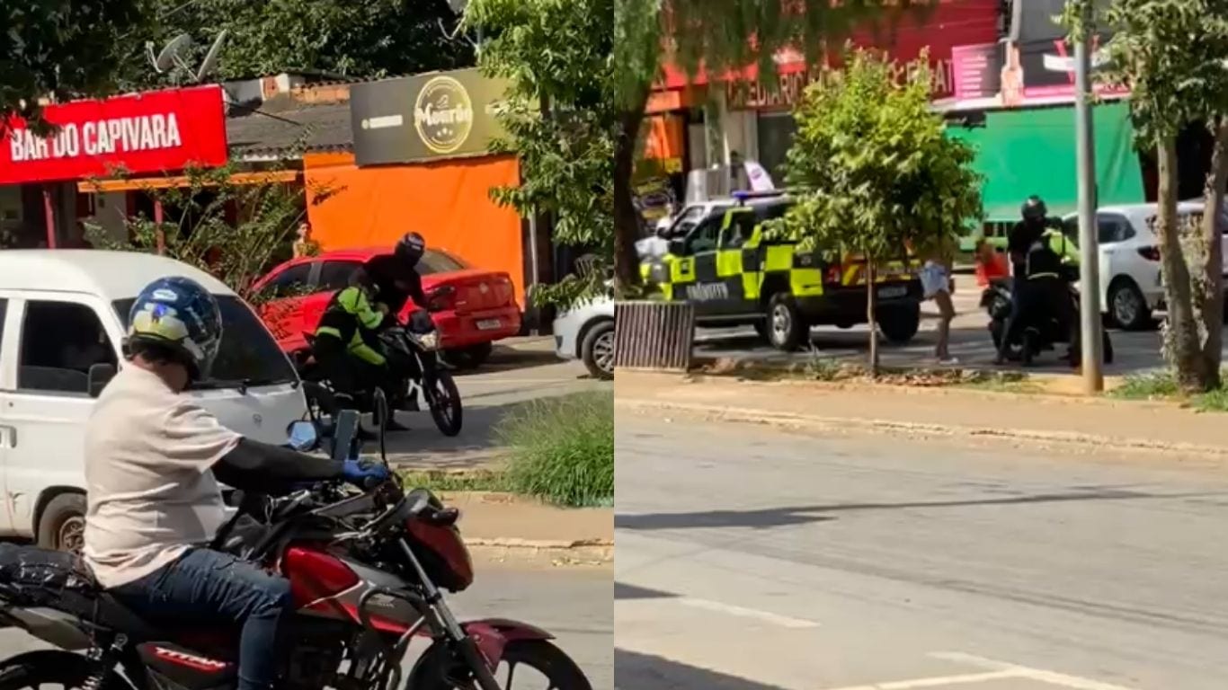 Vídeo mostra agente de trânsito sendo agredido por motociclista em Senador Canedo