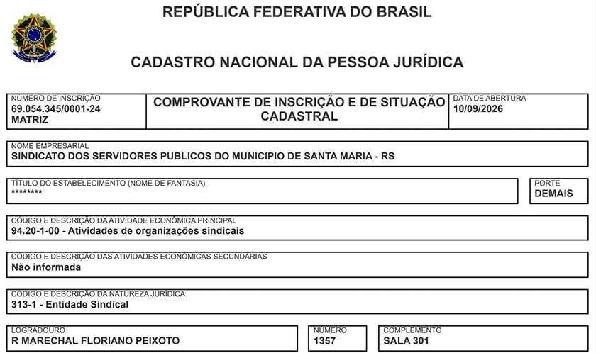 Novo sindicato de servidores de Santa Maria obtém CNPJ nesta quinta (10)