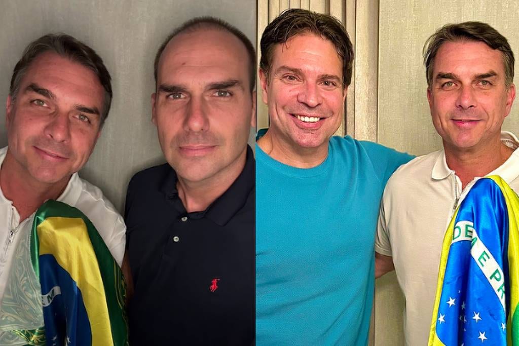 Eduardo e Ramagem publicam fotos com Flávio Bolsonaro após fuga de senador para os EUA