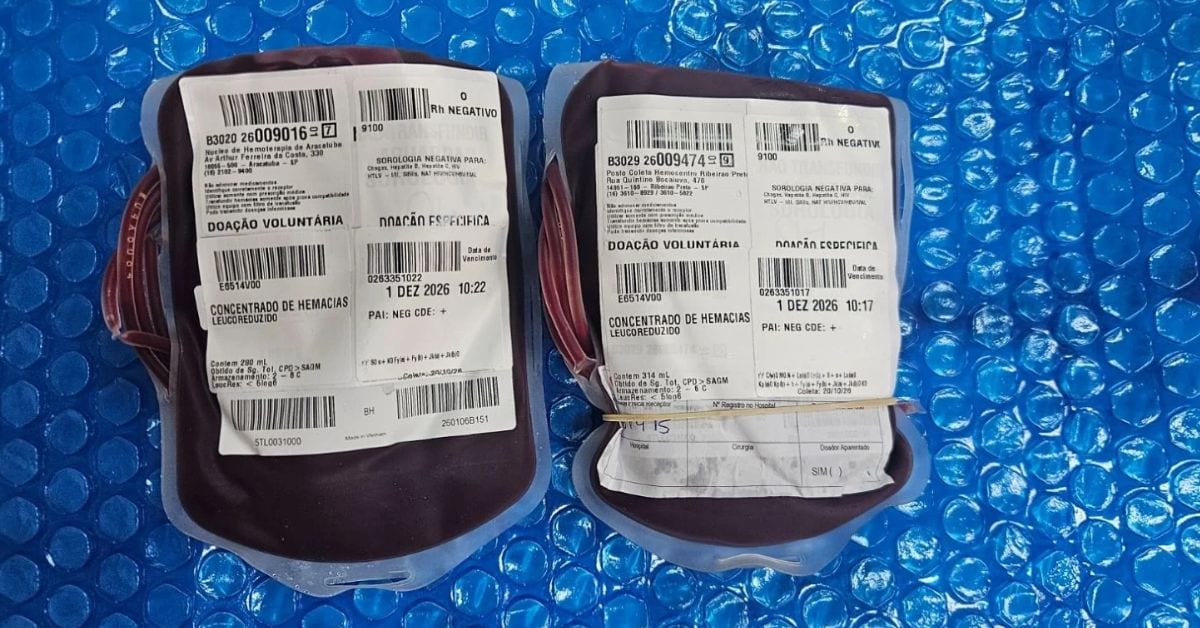 Em Florianópolis, sangue raro chega de São Paulo para atender paciente com anemia falciforme