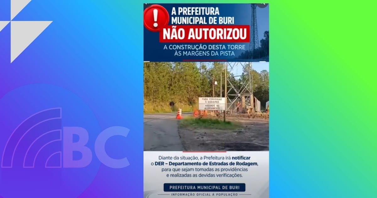 Via Raposo diz que torre em Buri integra rede 4G; prefeitura questiona localização