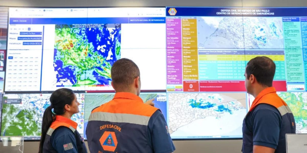 Defesa Civil de São Paulo alerta para chuva intensa nesta quinta-feira (15), com acumulados que podem chegar a 80 mm