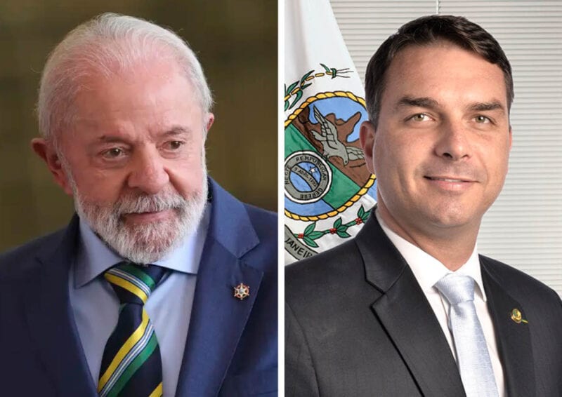 Apoiadores de Flávio e Lula fazem ato final antes das eleições em Santos