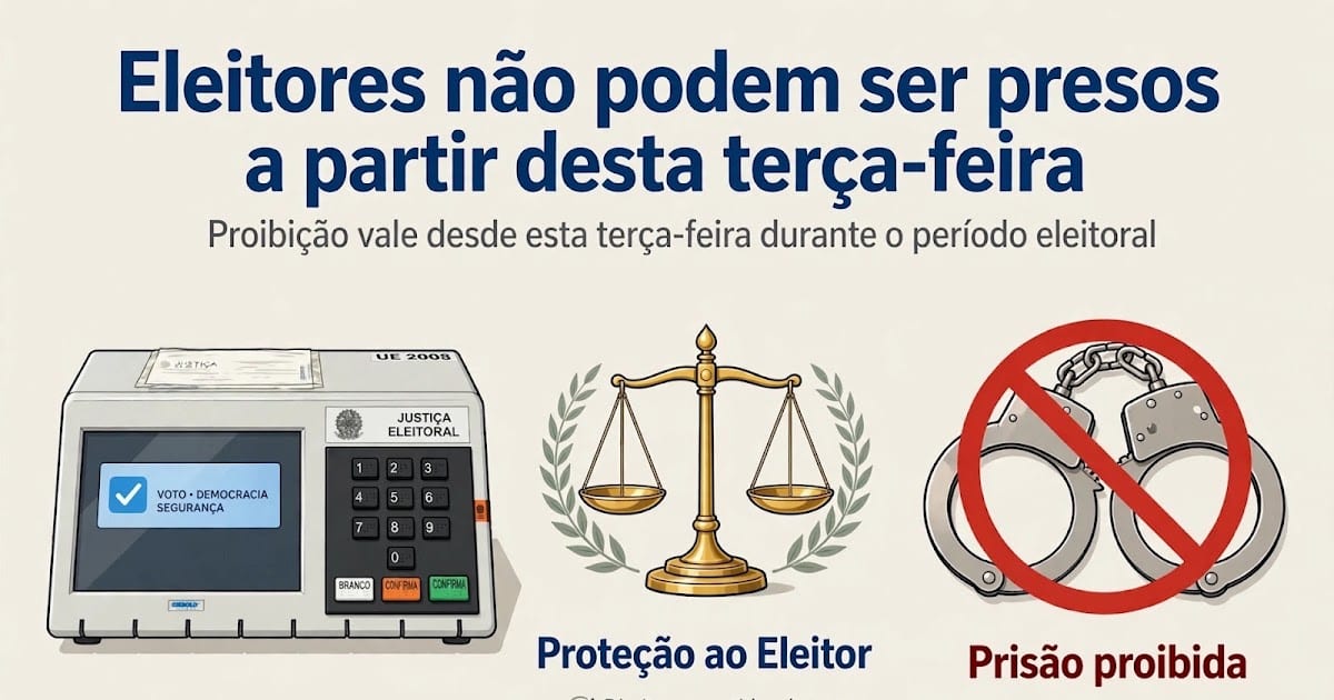 Eleitores não podem ser presos de 29 de setembro a 6 de outubro