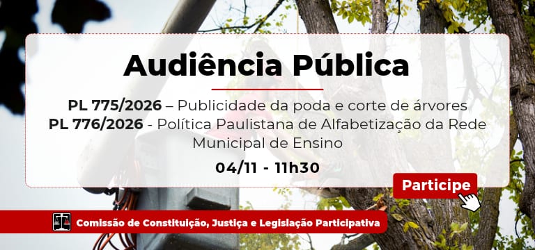 CCJ debaterá projetos sobre poda de árvores e alfabetização em audiência pública no dia 4