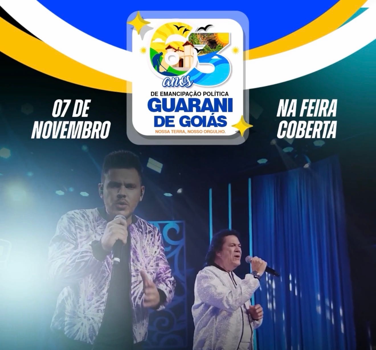 Guarani de Goiás vai comemorar 63 anos de emancipação política com show de João Moreno e Mariano