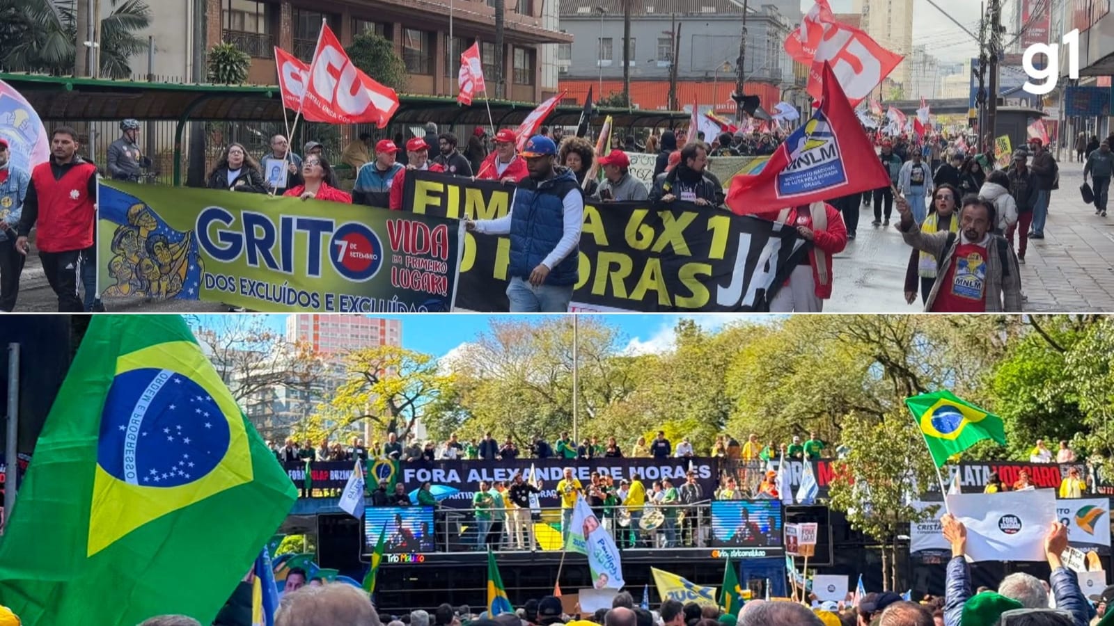 Porto Alegre teve duas manifestações distintas no 7 de Setembro
