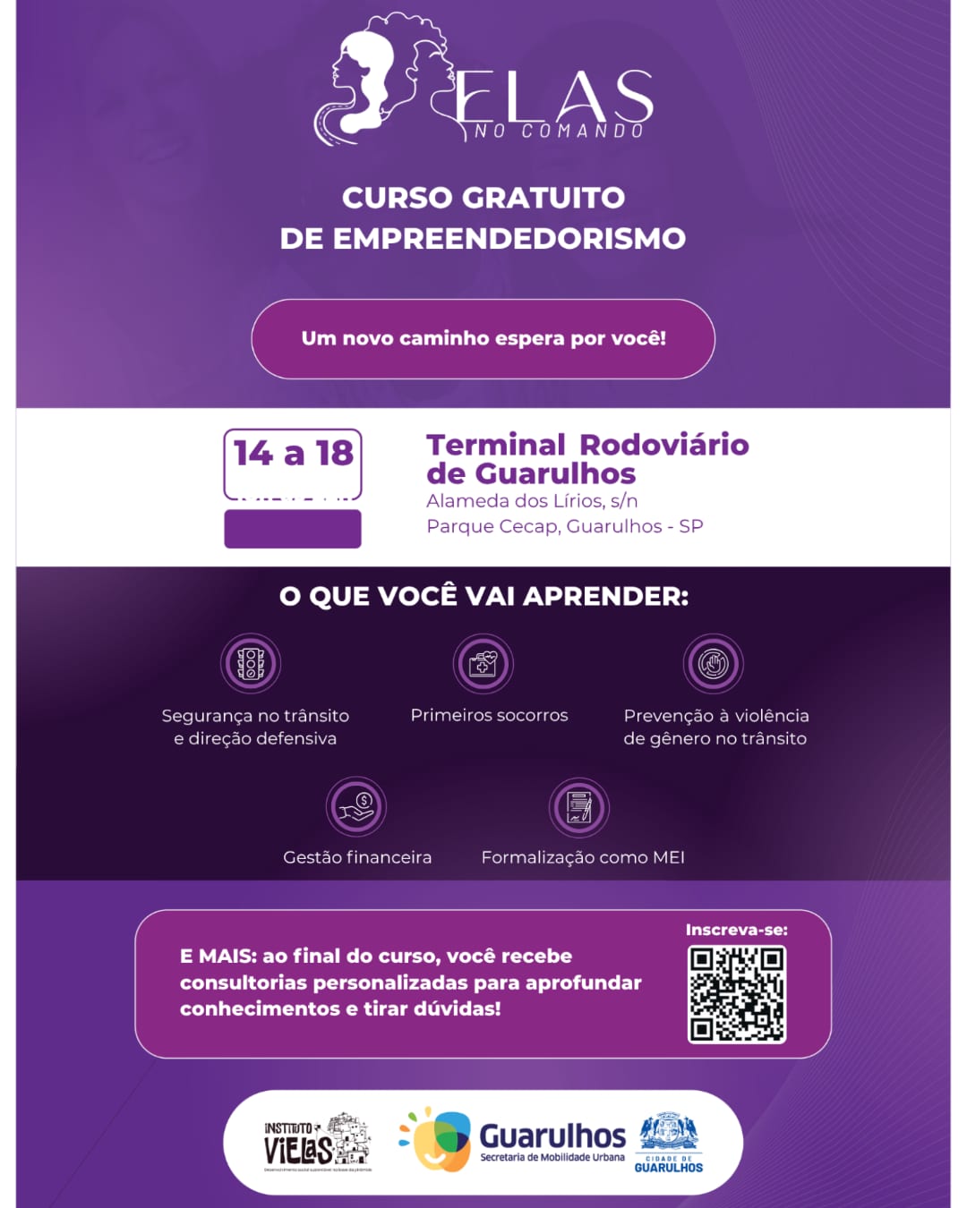 Guarulhos lança ‘Elas no Comando’ para capacitar até 100 mulheres da mobilidade