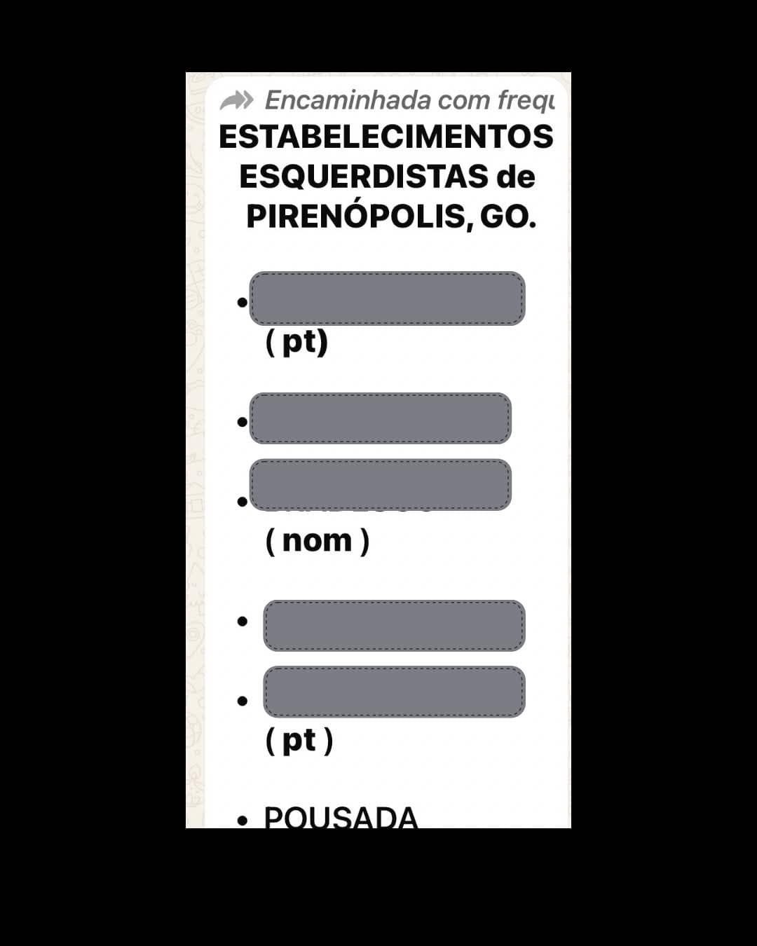 Listas de boicote de bolsonaristas em Pirenópolis têm padaria, pousadas, Itaú, Bradesco, comércio local e até mesmo o Va