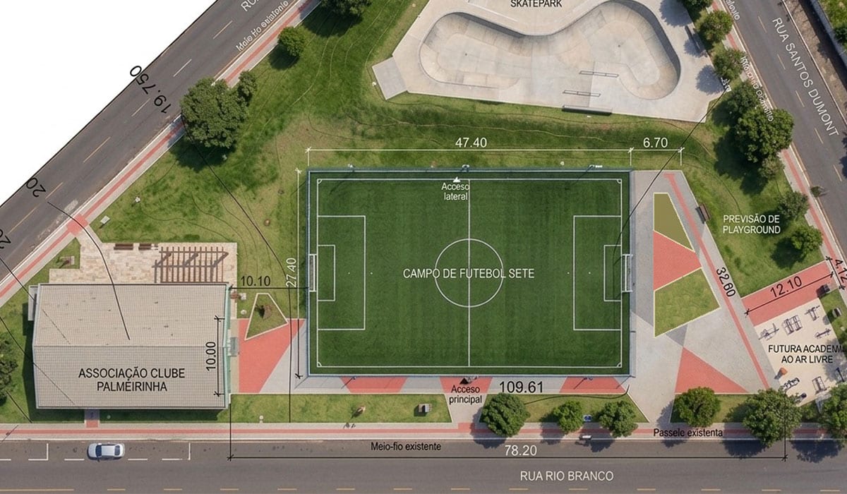Prefeitura abre licitação para construir campo de futebol na Praça Palmeirinha