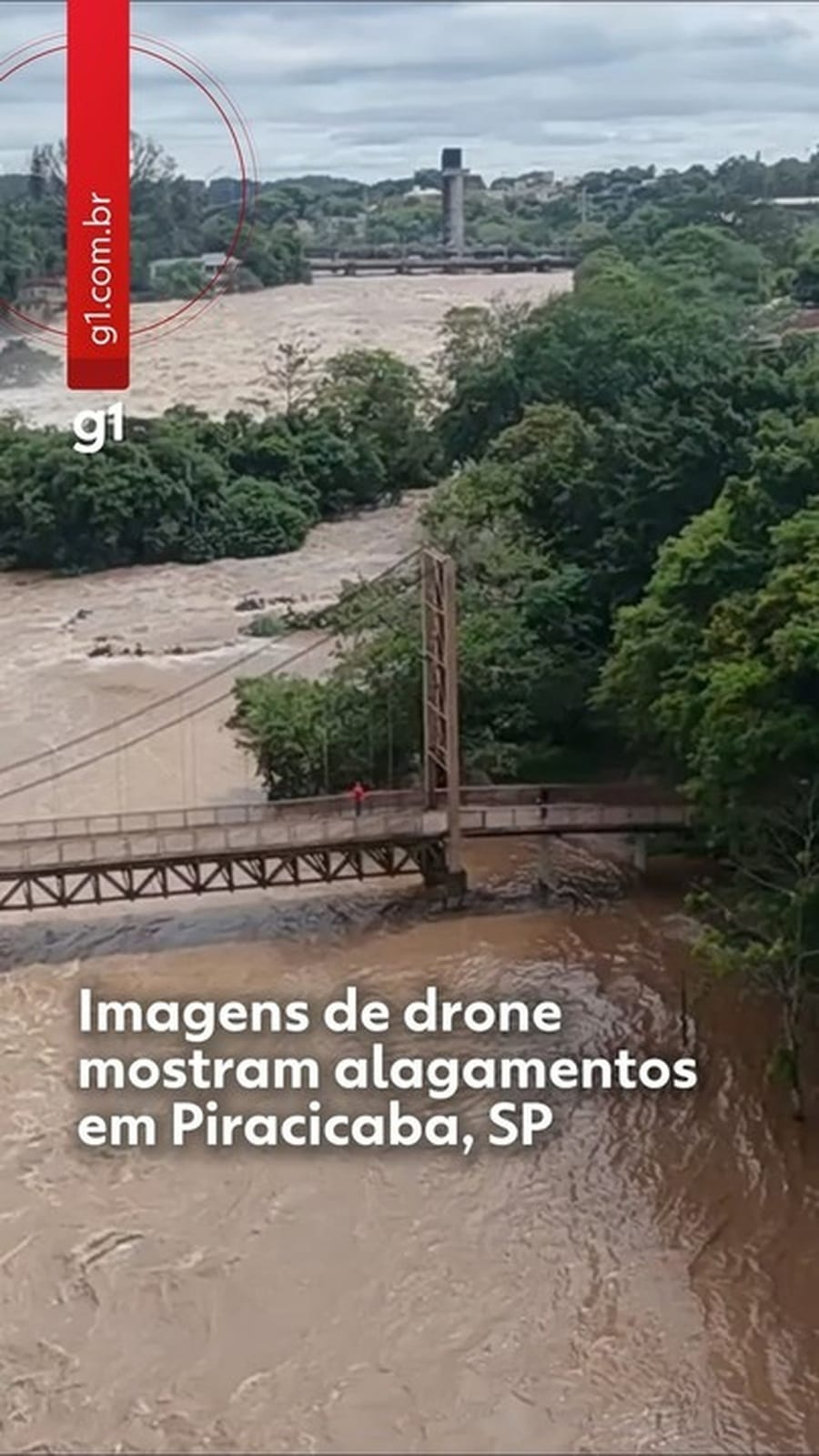 Vídeo: imagens de drone mostram alagamentos na Rua do Porto após Rio Piracicaba transbordar
