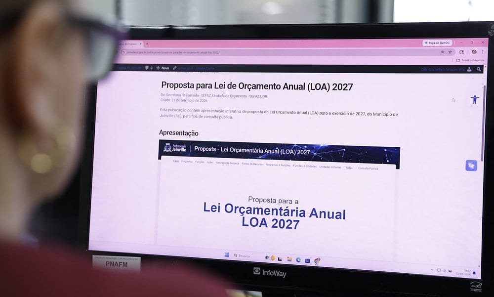 Prefeitura de Joinville publica proposta da LOA 2027 no site