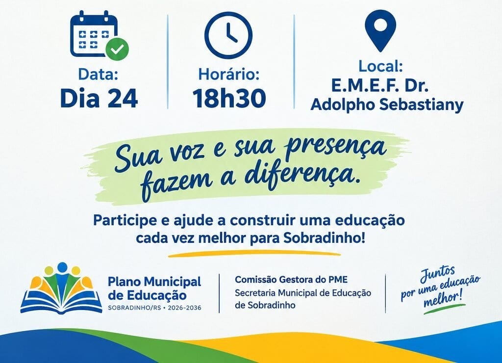 Audiência pública do Plano Municipal de Educação será em 24 de setembro