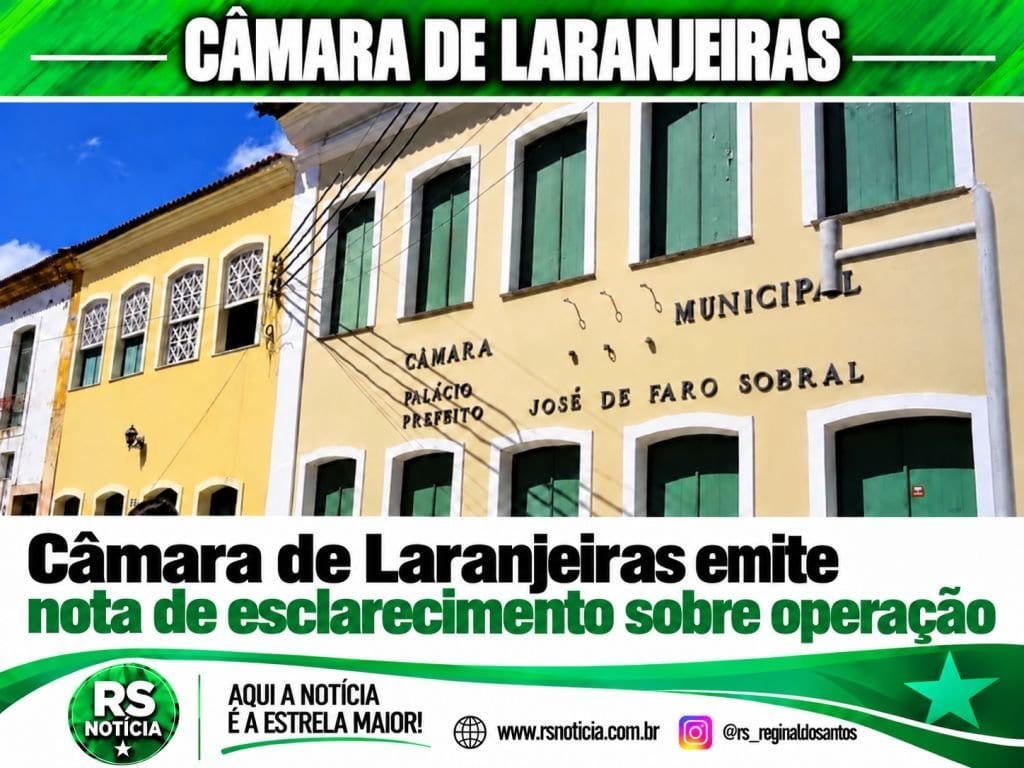 Câmara de Laranjeiras confirma busca e apreensão em gabinete nesta terça (20)
