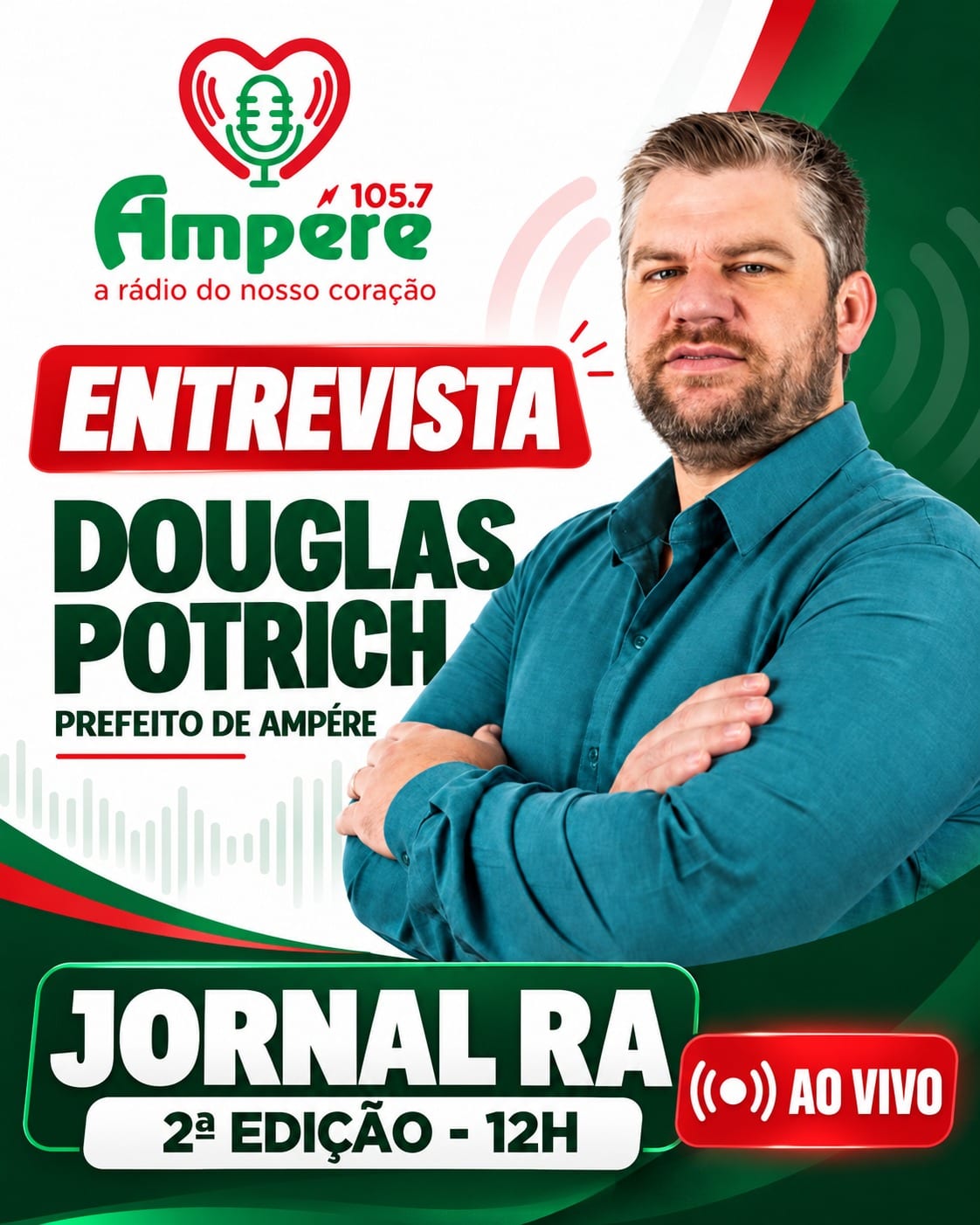 Prefeito Douglas Potrich participa do Jornal RA e fala sobre investimentos, obras e planejamento de Ampére