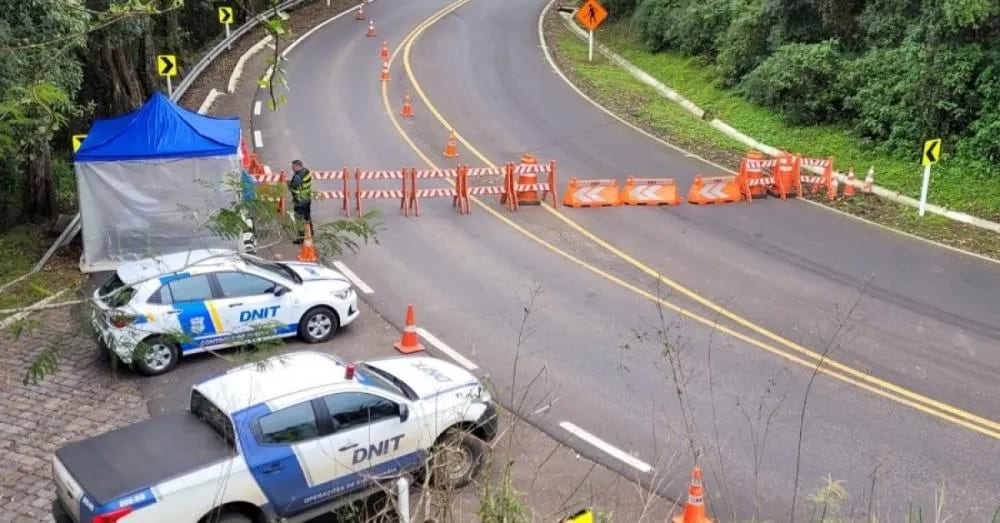 BR-470 terá bloqueio total na Serra das Antas entre sábado e domingo