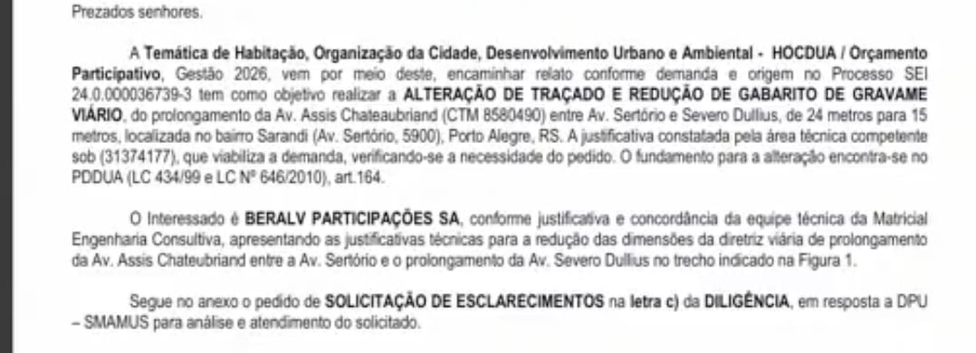 CMDUA adia votação sobre redução de avenida no Sarandi por falta de posicionamento do DEMHAB