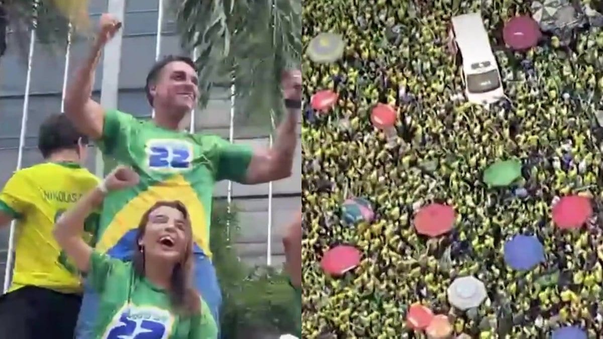 Flávio Bolsonaro arrasta multidão em ato em Belo Horizonte às vésperas do segundo turno
