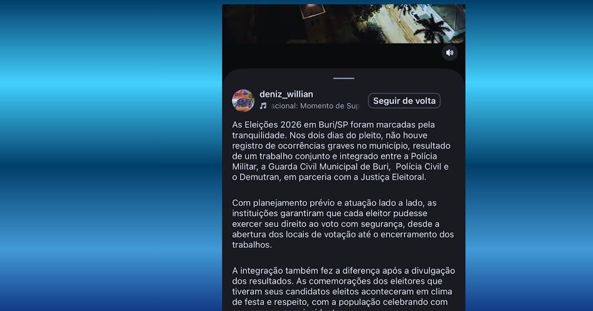 Comandante da PM confirma tranquilidade e exalta operação conjunta entre as forças durante as eleições em Buri