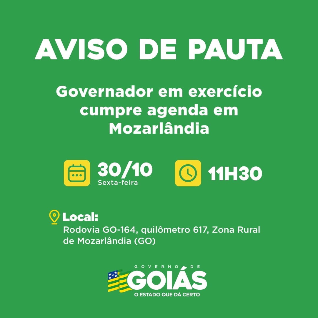 Agenda do governador em exercício para sexta-feira