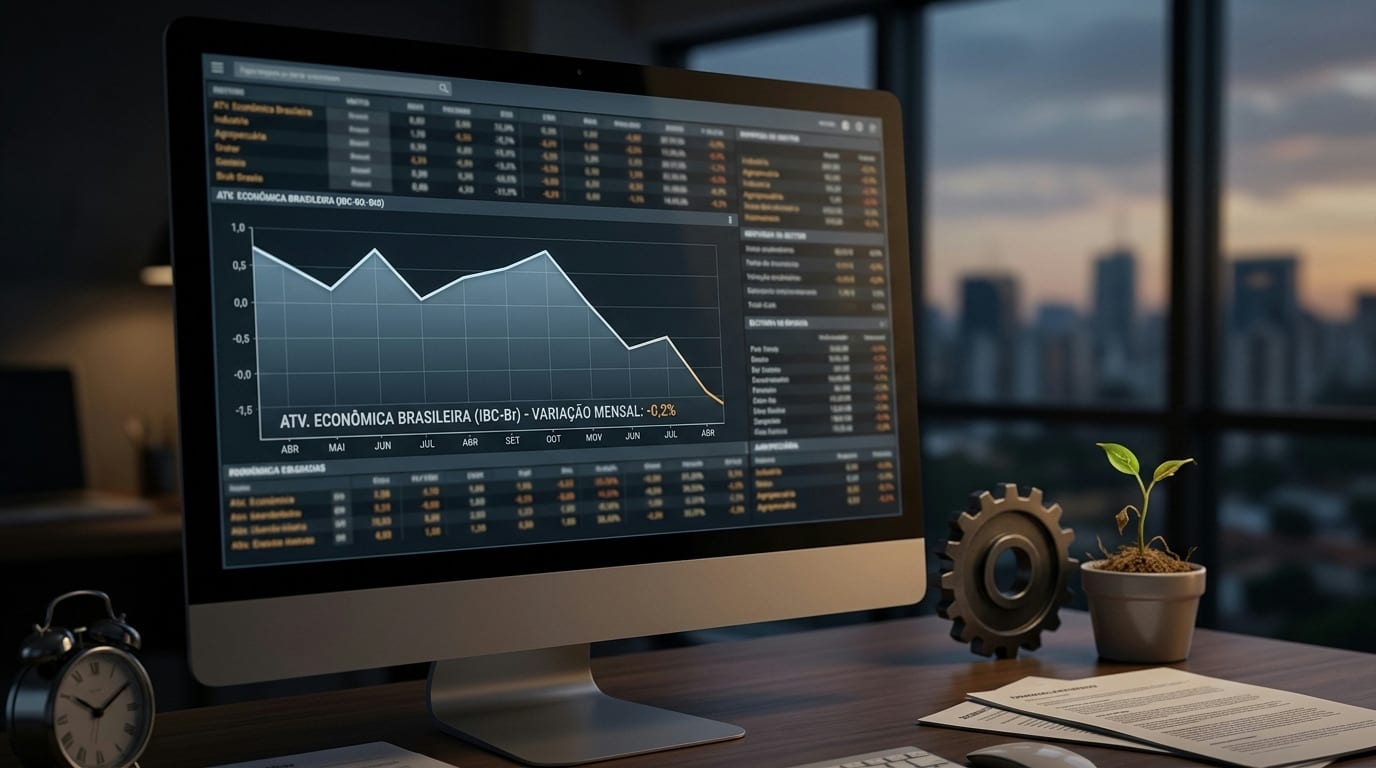 Atividade econômica recua 0,2% em julho, aponta IBC‑Br do Banco Central