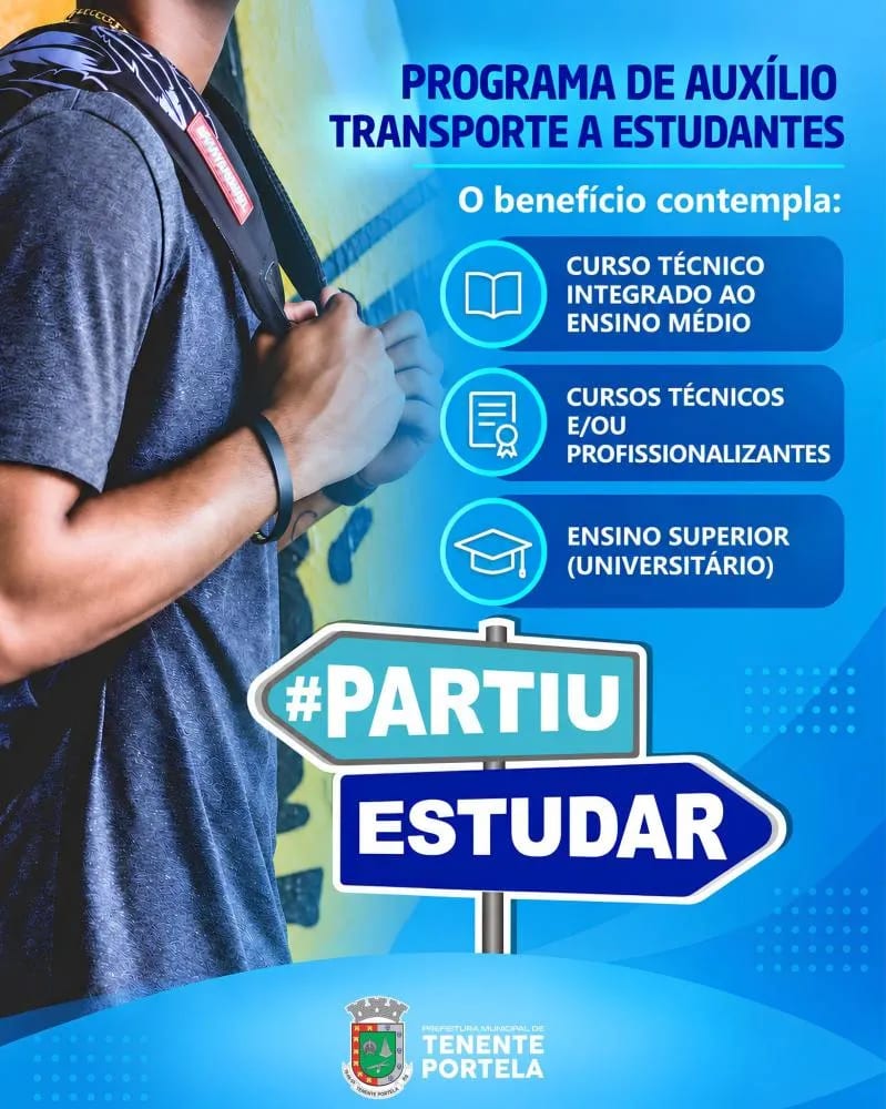 Inscrições para auxílio-transporte de Tenente Portela vão até 25 de setembro