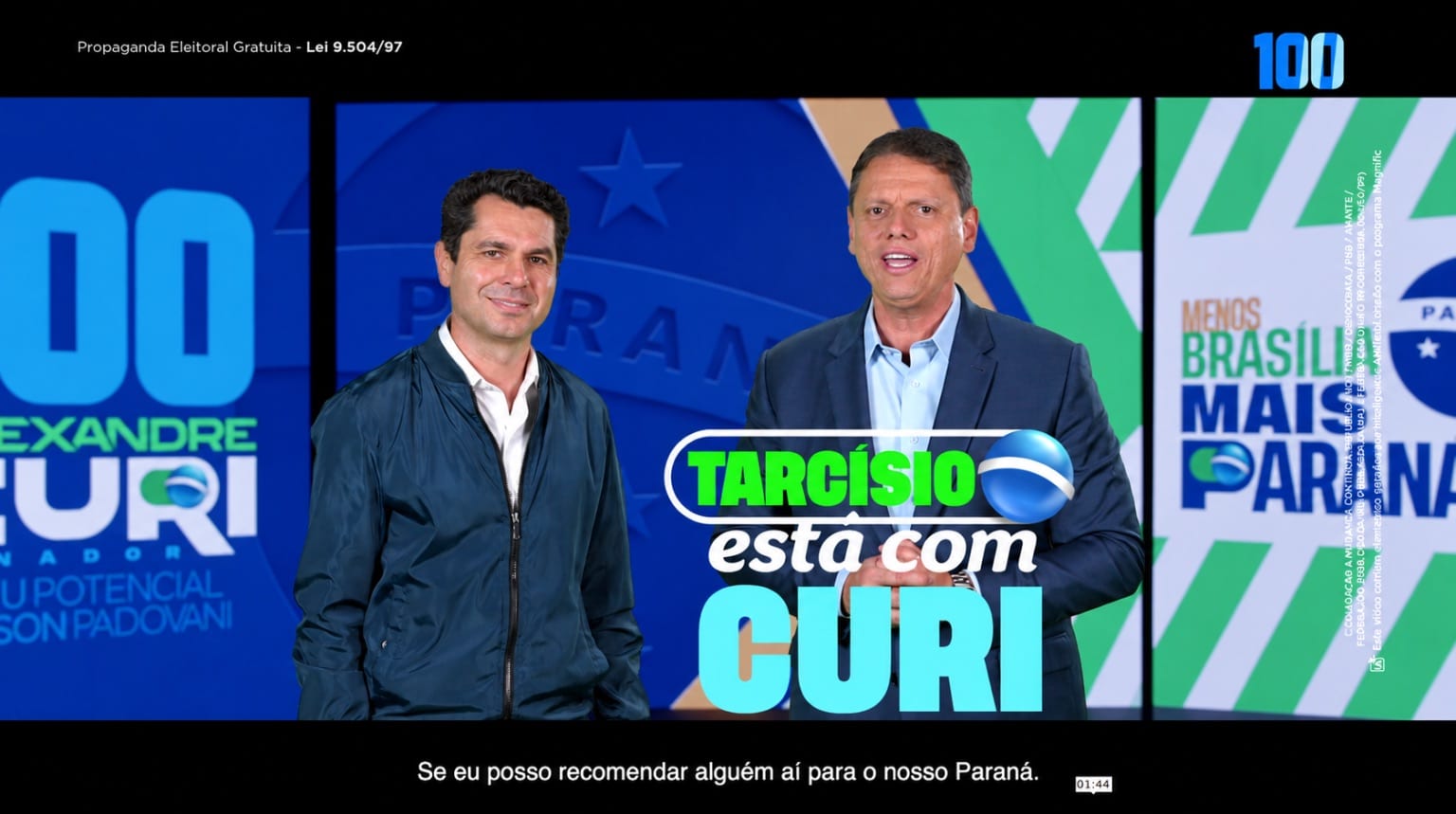 Tarcísio declara apoio a Alexandre Curi ao Senado pelo Paraná