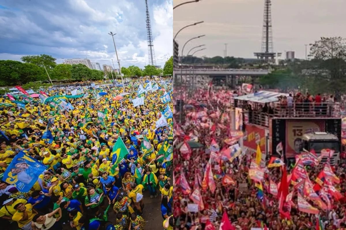 Imagens mostram multidões nos atos finais de direita e esquerda pelo DF