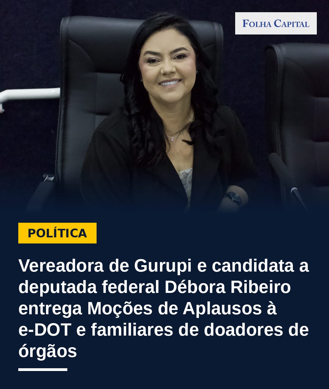 Débora Ribeiro entrega moções a e‑DOT e famílias de doadores em Gurupi
