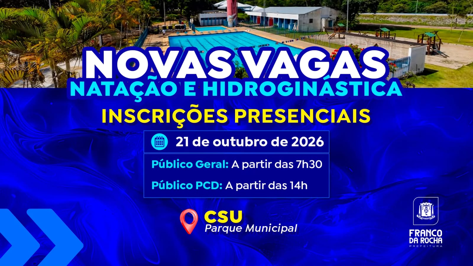 Secretaria de Esportes abre inscrições para novas vagas de natação e hidroginástica