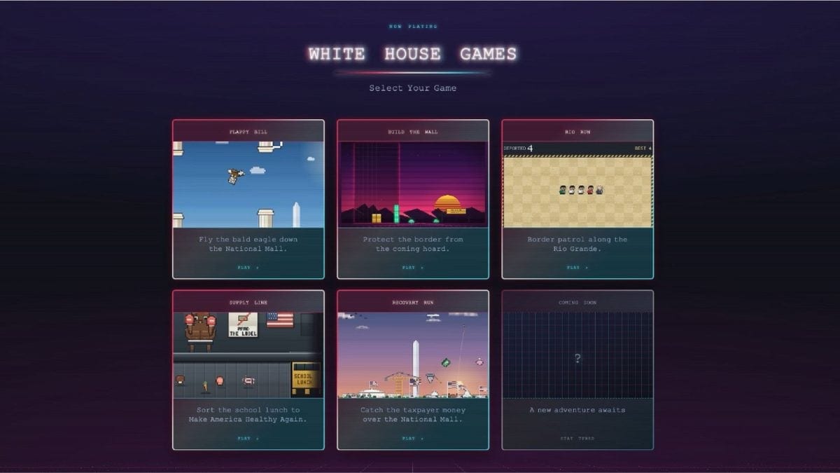 Casa Branca lança jogos "retrô" sobre deportações e muro de Trump