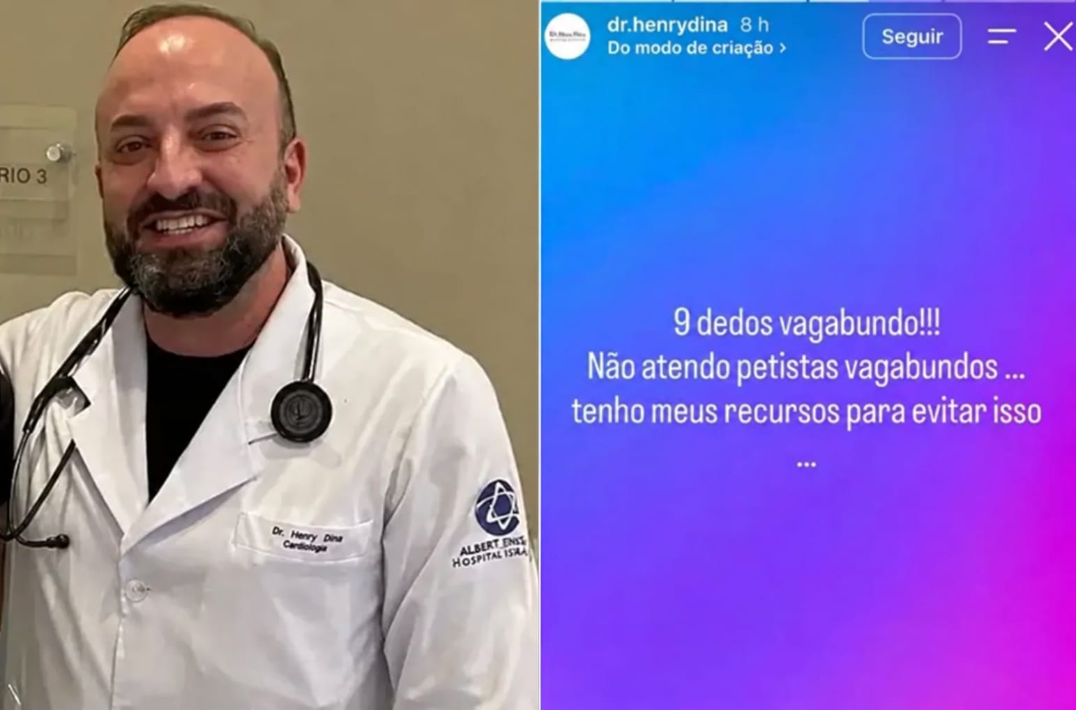 Médico diz que não atende eleitores do PT e Einstein repudia discriminação
