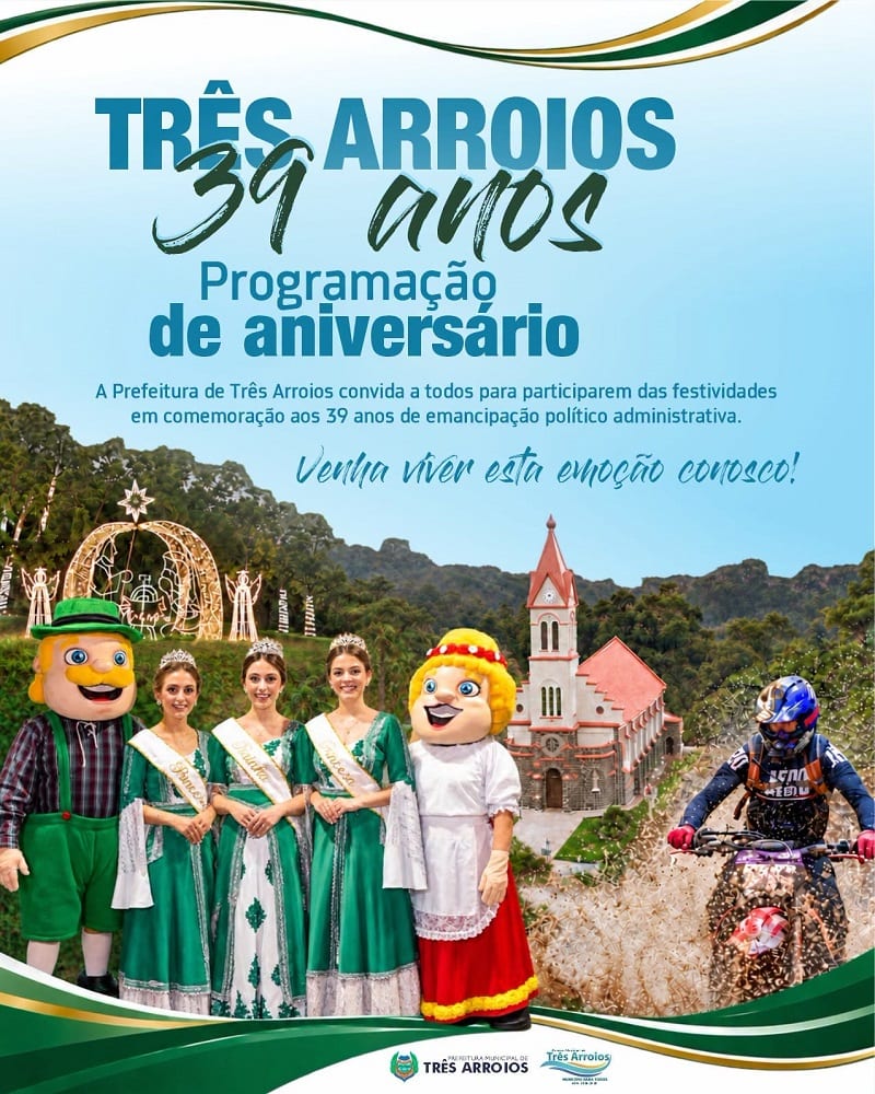 Três Arroios divulga programação do aniversário de 39 anos