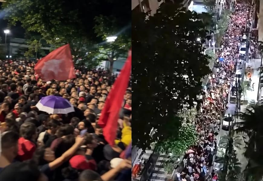 Estudantes da UFF tomam as ruas de Niterói pela reeleição de Lula e contra Flávio Bolsonaro