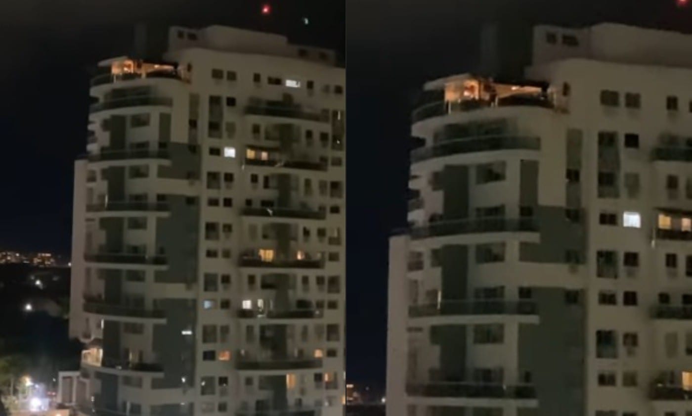 Morador de cobertura na Barra da Tijuca viraliza ao usar alto-falante para criticar Flávio Bolsonaro após fuga para os E