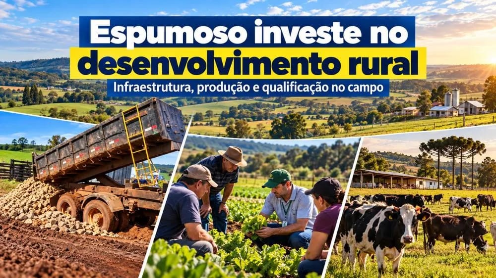 Espumoso amplia apoio aos produtores rurais com investimentos em infraestrutura, pecuária e qualificação