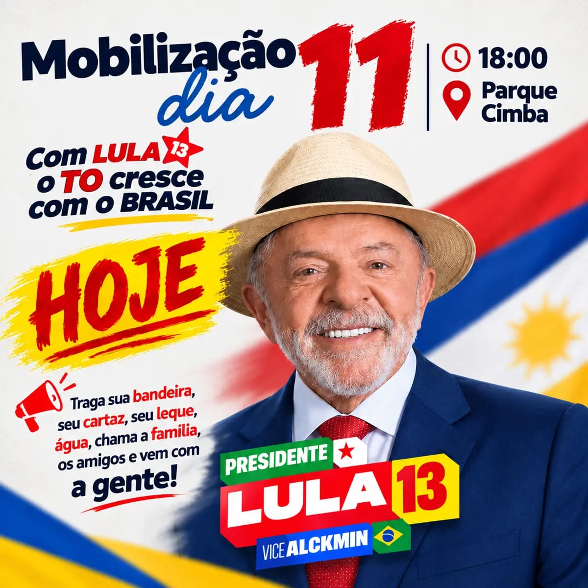 Apoiadores de Lula fazem ato em Araguaína neste domingo em frente ao Parque Cimba