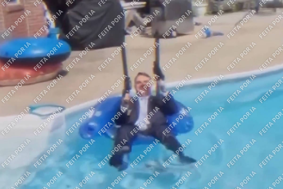 Nikolas Ferreira posta vídeo feito com IA de Flávio Bolsonaro atirando com dois fuzis em piscina