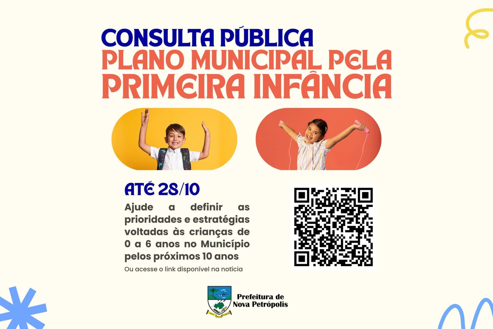 Consulta pública on-line é aberta em Nova Petrópolis para definir prioridades para crianças de 0 a 6 anos