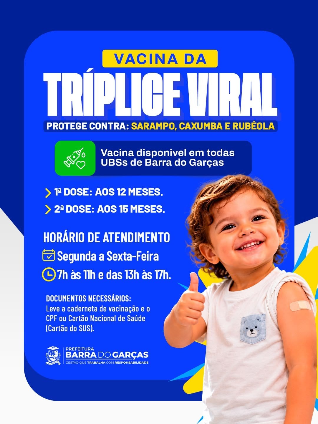 SAÚDE: Prefeitura de Barra do Garças reforça a vacinação contra tríplice viral no município🏥💉🧒🏽Vacina é a principal