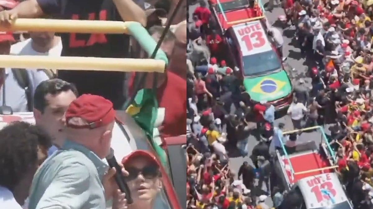 “O pneu do nosso carro furou”: Lula ameaça sair correndo e troca de carro no meio da multidão