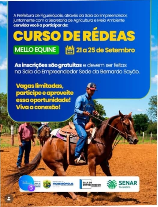 OPORTUNIDADE – Prefeitura de Figueirópolis, Secretaria de Agricultura e Meio Ambiente, Sala do Empreendedor e o SENAR-TO