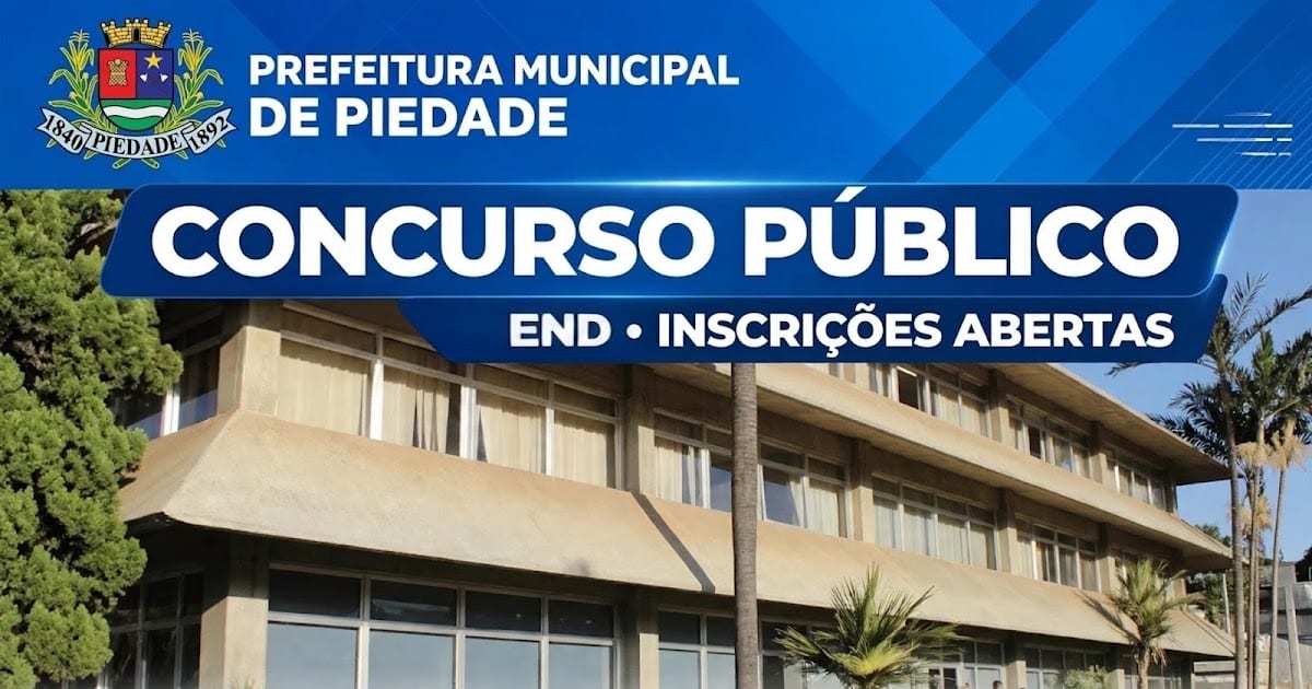 Prefeitura de Piedade abre inscrições para concurso público em diversas áreas