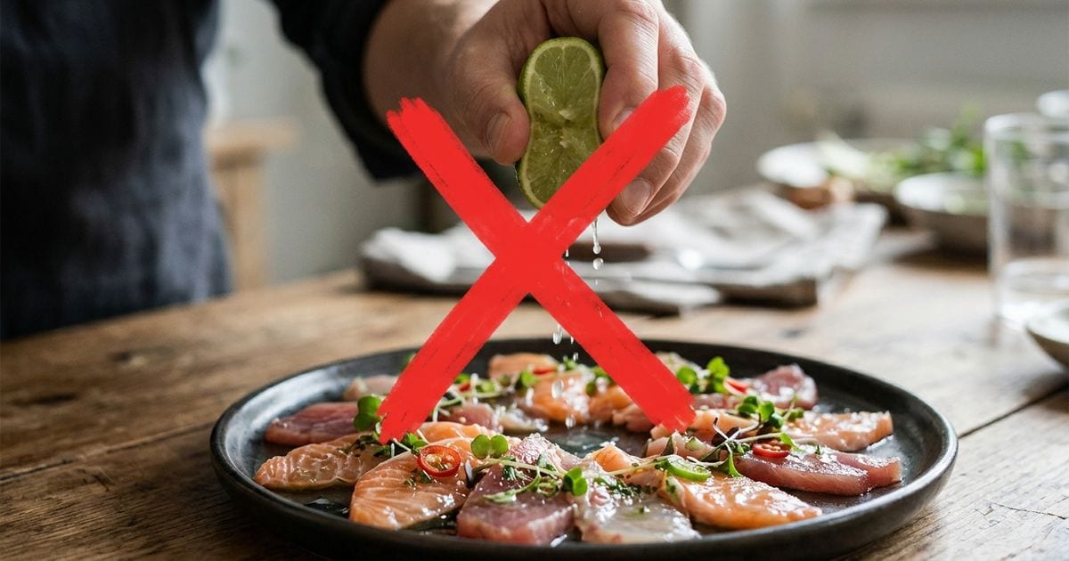 Preparar peixe cru com bastante limão, vinagre ou wasabi parece uma maneira de reduzir os riscos do consumo, mas esses i