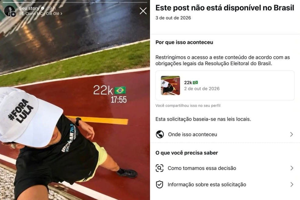 Praia Grande (SP): Justiça obriga Instagram a restaurar postagem de advogado com boné ‘#ForaLula’