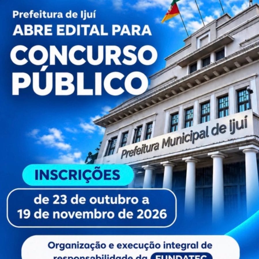 Prefeitura de Ijuí publica edital do concurso público e inicia inscrições