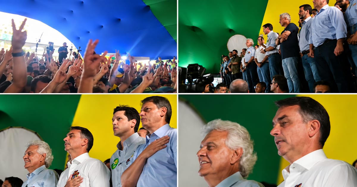Caiado oficializa apoio a Flávio Bolsonaro em ato político em Goiânia
