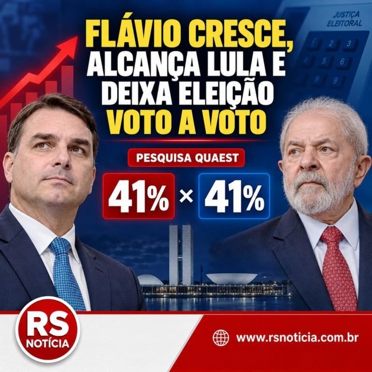 Flávio Bolsonaro alcança Lula: 41% a 41% no segundo turno