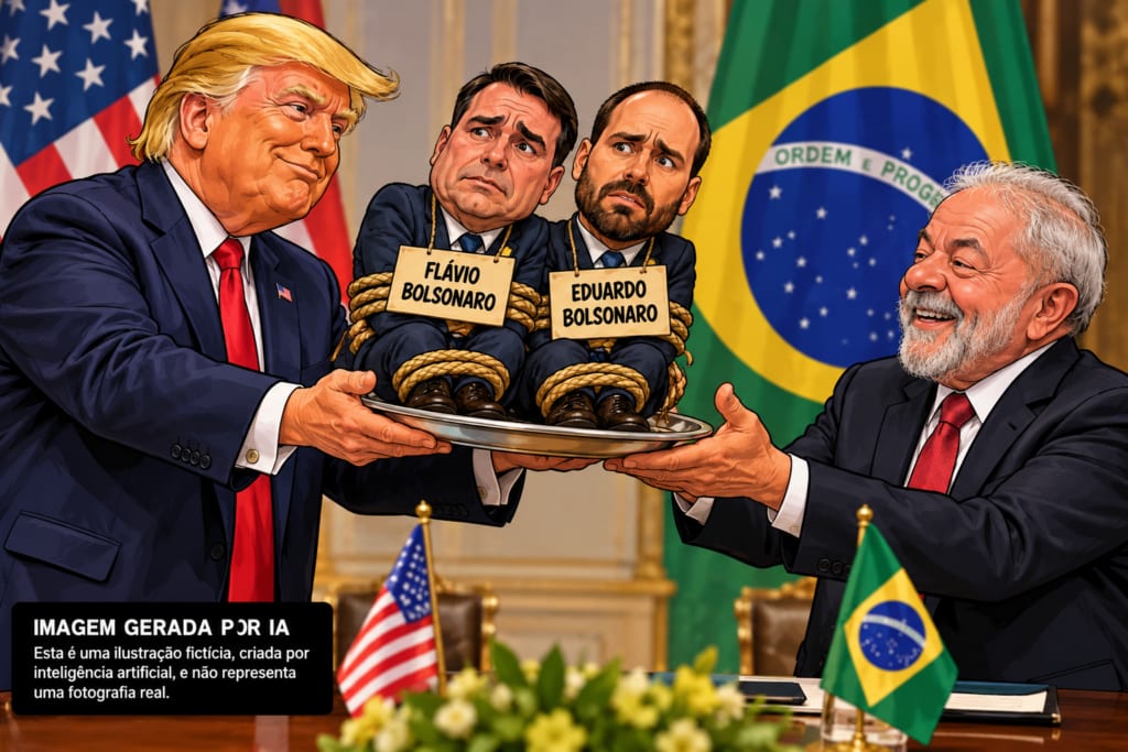 Trump ajudou Flávio Bolsonaro a fugir, mas poderá entregar os irmãos Bolsonaro em troca de vantagens para os Estados Uni